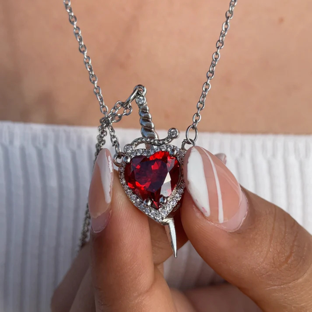 Heart & Sword Couple Necklace Set