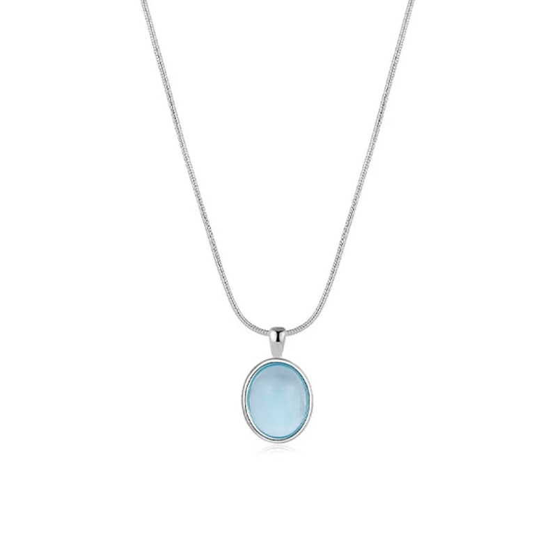 Oval Aquamarine Pendant Necklace