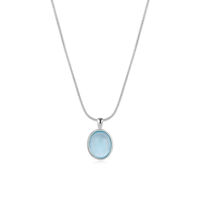 Oval Aquamarine Pendant Necklace