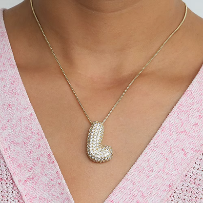 Bubble Initial Pendant Necklace