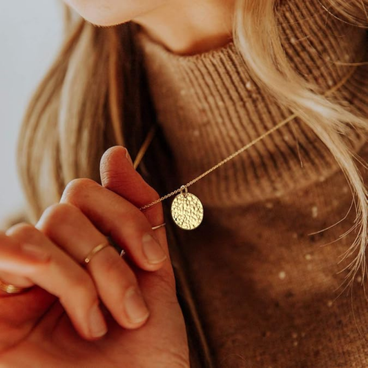 Hammered Coin Pendant Necklace