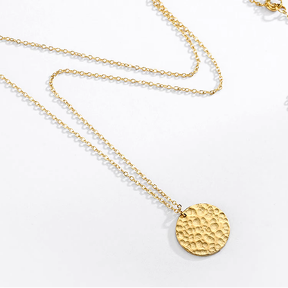 Hammered Coin Pendant Necklace