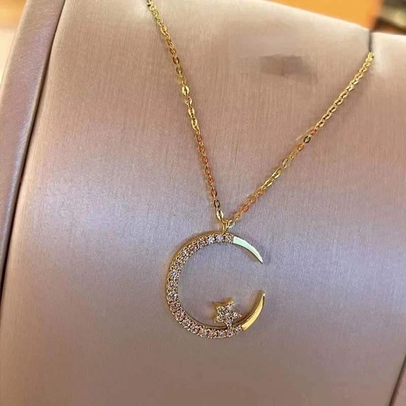 Sparkling Crescent Moon Necklace