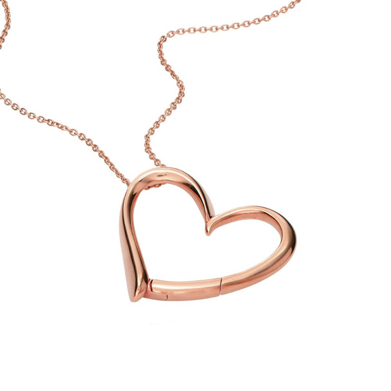 Personalized Heart Pendant Necklace with Custom Name Beads Rose Gold