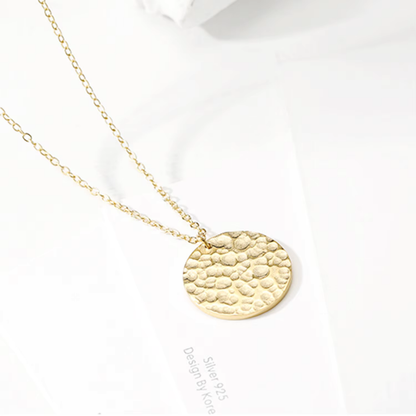 Hammered Coin Pendant Necklace