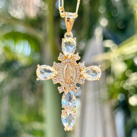 Zircon Cross Pendant Necklace